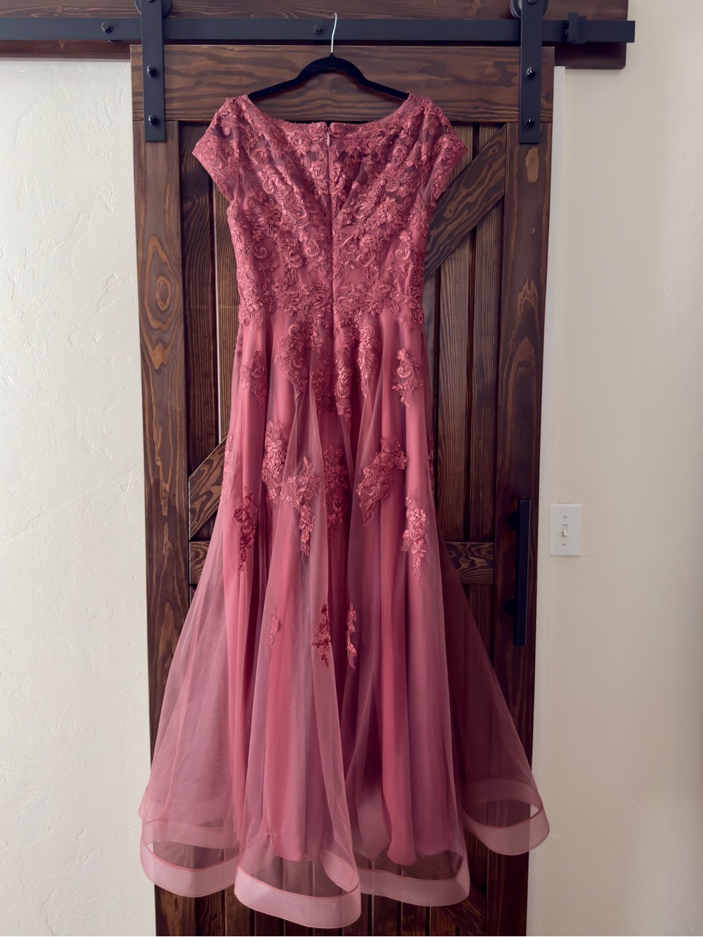 Mother of the Bride/Groom Embellished Rose Formal Dress with Illusion Neckline - Picture 3 of 4